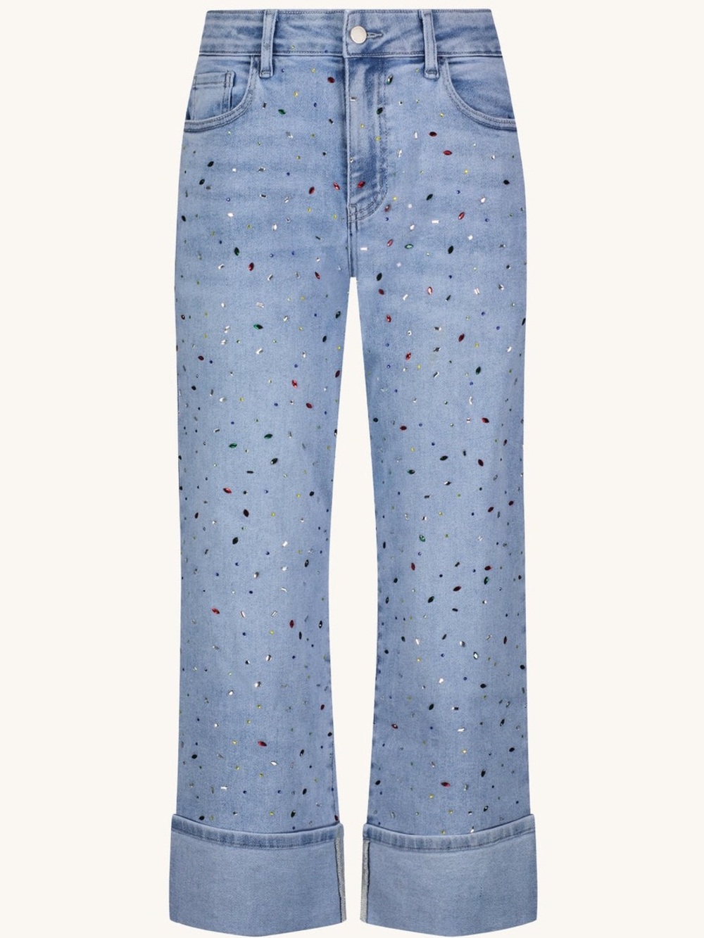 Noli Light Blue Beaded Cuffed Jeans